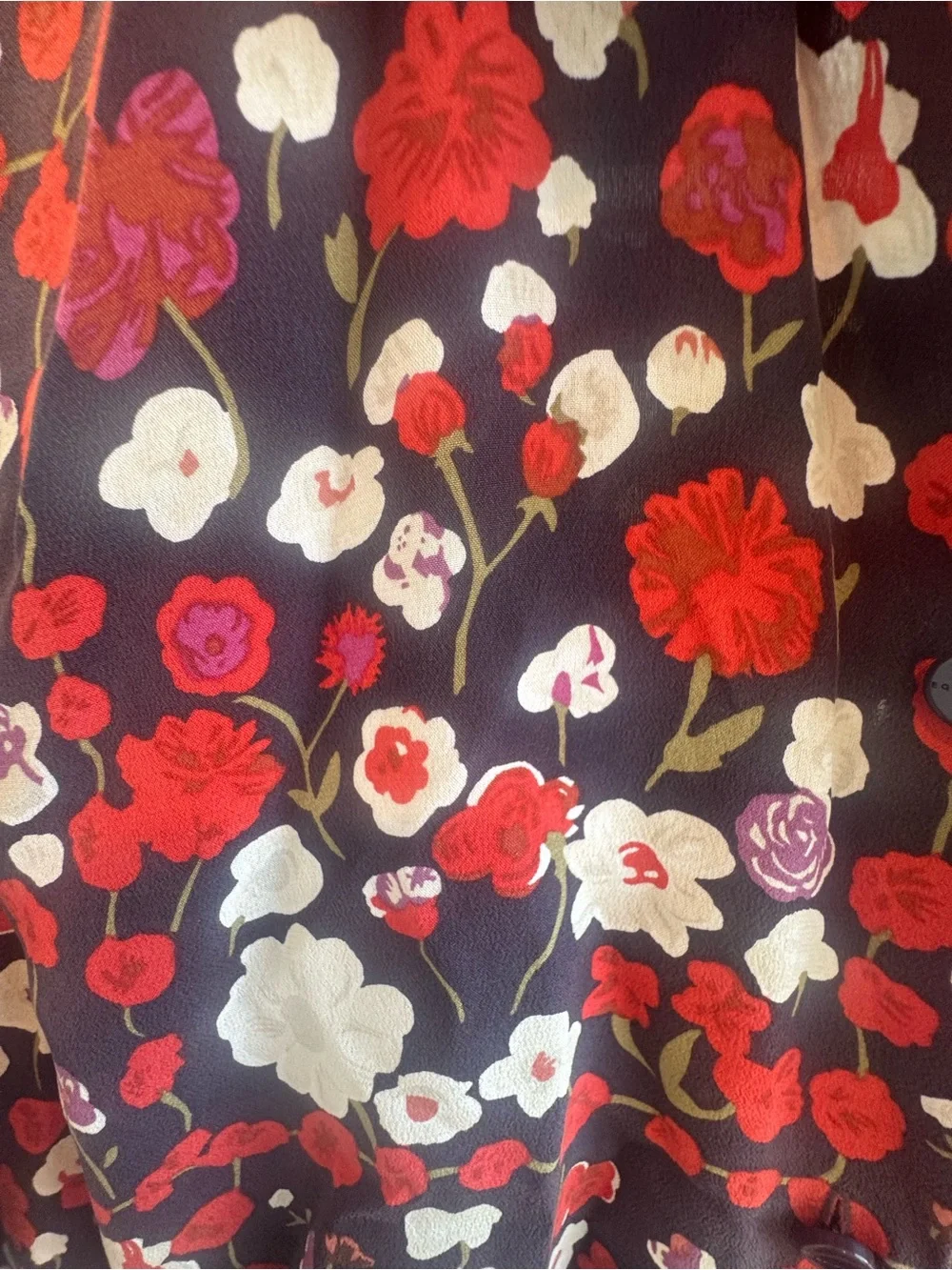 Equipment Femme Floral Button-Down Shirt - Red, White & Purple on Black - Picture 7 of 7